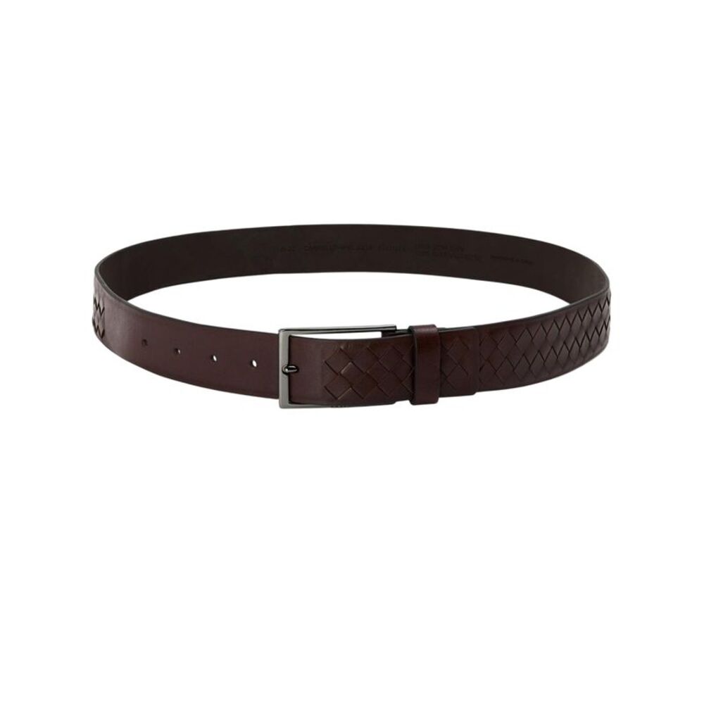Boss Mens Braided Leather Belt / Dark Brown
